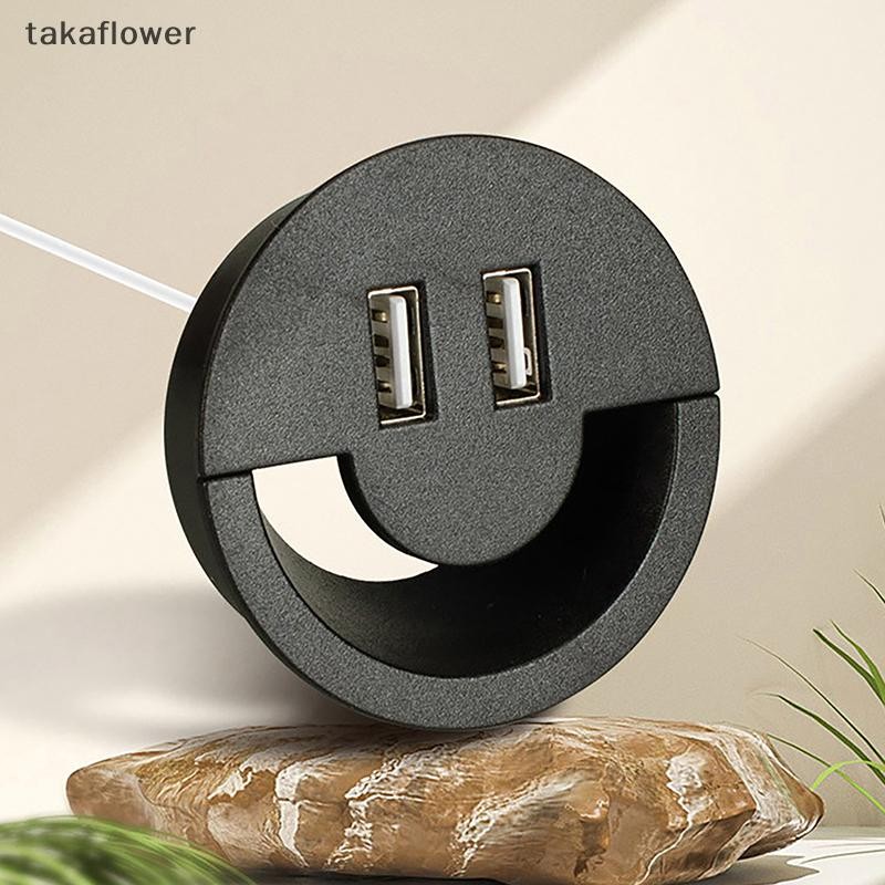 Takaflower 50 มม.ฝาครอบรอบ Home Office ตาราง Outlet Port Line Boxputer โต๊ะสายไฟ Grommet 2 พอร์ตสาย USB Organizer ใหม่