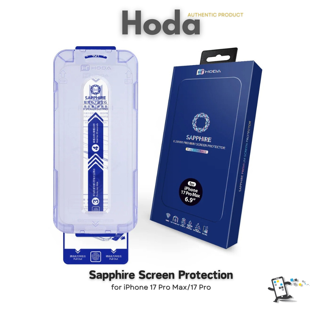 Hoda Sapphire Screen Protection กระจกนิรภัยหน้าจอแซฟไฟร์สำหรับ iPhone 17 Pro Max และ iPhone 17 Pro