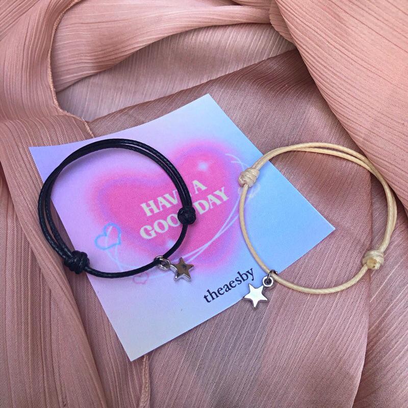 (NO PO) STAR SILVER STRAP BRACELET, COUPLE BRACELET, STAR BRACELET,HIP FRIENDS BRACELET, COUPLE STAR