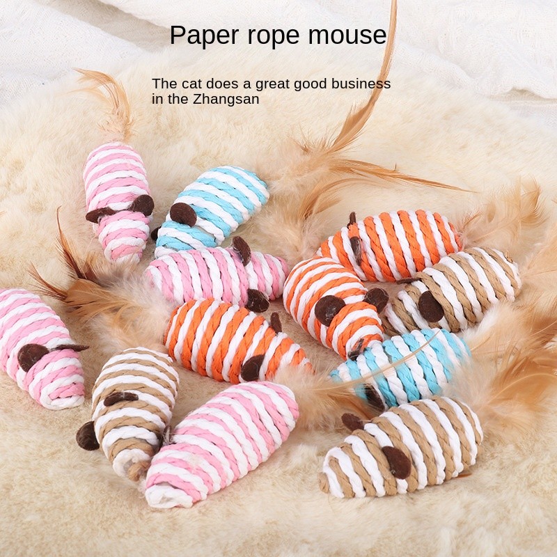 Pet Toy Pet Molar Toy Cat Bite Feather Paper String 0 Pet Little Mouse Toy Molar Cat Teaser Toy Pet 