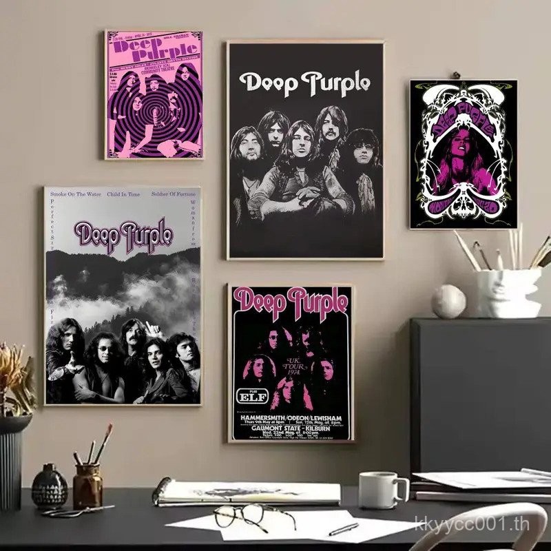 Rock Band D-Deep P-Purple SS พลิกแพลงตัวหนังสือแบบอาร์ต HD ผ้าใบกันน้ำ งานศิลปะเพื่อการตกแต่งที่ทำงา