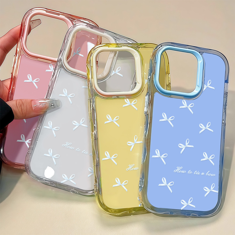 เคสโทรศัพท์กันกระแทกแฟชั่นผูกโบว์สุดประณีต For iPhone 11 12 13 14 15 16 Pro MAX 14 15 16 Plus 16E 11Pro 13pro Max Case