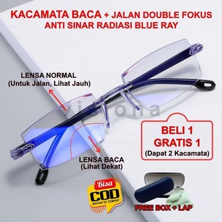 [BELI 1 GRATIS 1] Kacamata Baca & Jalan Lensa Plus Bifokal Kryptok Double Fokus Anti Blue Ray Untuk Pria Wanita Orang Tua