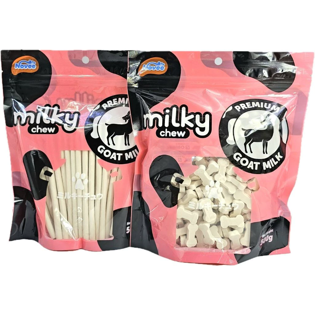 Goat Milk สติ๊กนมแพะ (มิลล์กี้ ชิว โกท มิลค์) ขนาด 500 กรัม สำหรับน้องหมาทุกสายพันธุ์