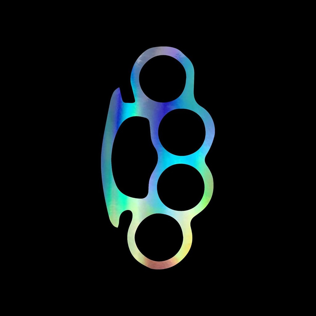 Brass Knuckles Sticker Vinyl Decal Notebook Car Window Laptop 6" x 3" (Holographic)
