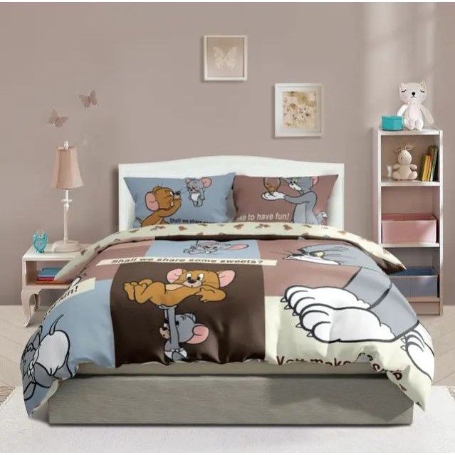 ESQUIRE ชุดผ้าปู Tom&Jerry ผ้า Microtech กันไรฝุ่น เซ็ต 5ชิ้น ผ้าปู ปลอกหมอนและหมอนข้าง ลิขสิทธิ์แท้