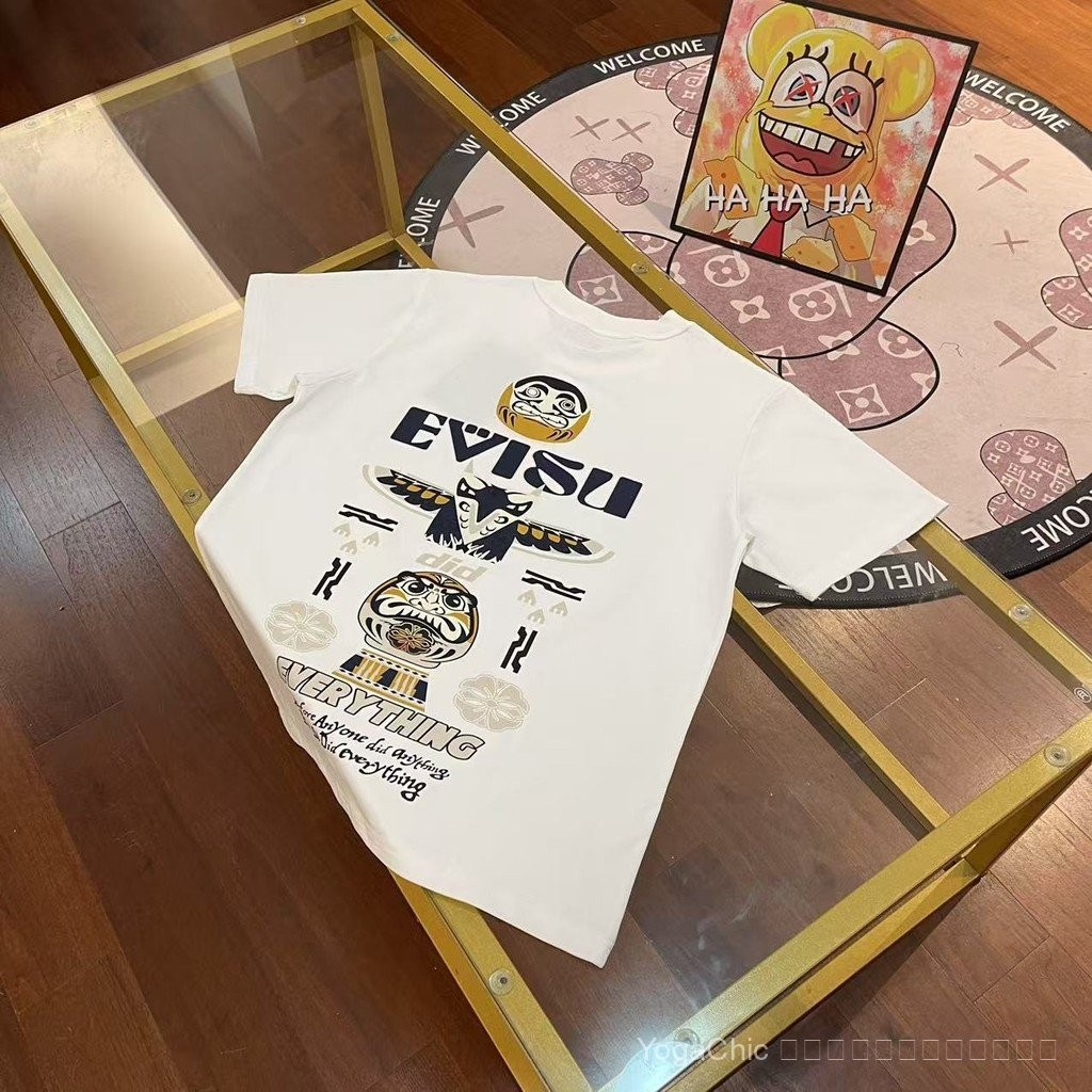 EVISU เสื้อแขนสั้น Fushen evisu ฤดูร้อนใหม่ เสื้อยืดสำหรับทุกวัน เหมาะสมทั้งผู้ชายและผู้หญิง