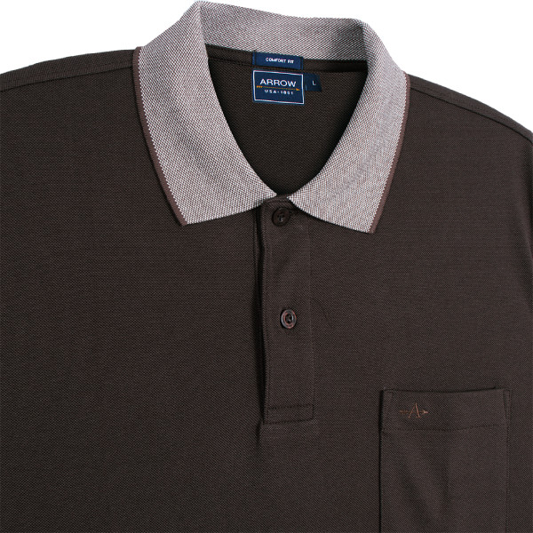 ARROW POLO เสื้อโปโลสีพื้น ปกทอJacquard แขนรัด กระเป๋าปะ ทรง COMFORT มี 2 สีให้เลือก  รุ่น MPCC860 - รูปที่ 4