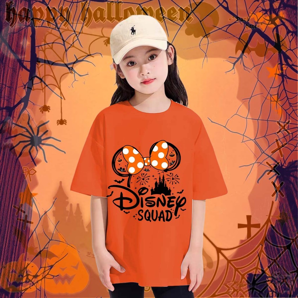 2025 เสื้อยืดเด็กฮาโลวีน  halloween Trick or Treat Pumpkin face ฮาโลวีน ลาย โครงกระดูก พิมพ์ด้วยฟักท