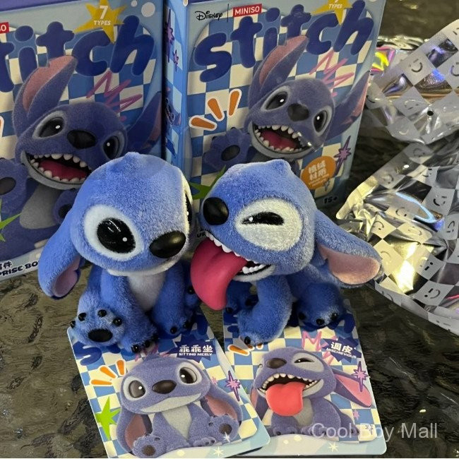 ราคาเข็ม Disney Star Treasure Stitch Furry Adventure Series Flocking Stitch Doll Desktop Decor Naugh