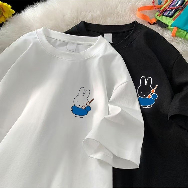 UT shop เสื้อยืด oversize เสื้อแฟชั่น คอกลม ผ้าCotton 100% แขนสั้น ใส่สบาย ไม่ต้องรีดลาย "Rabbit cal