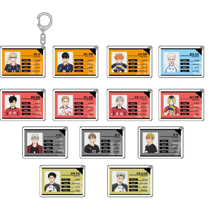 ไฮคิว!! ID Card Series อะนิเมะ KeychainHinata Shoyo อะคริลิค Key Chain Man Key แหวนผู้หญิงน่ารักกระเป๋าจี้ Ornam