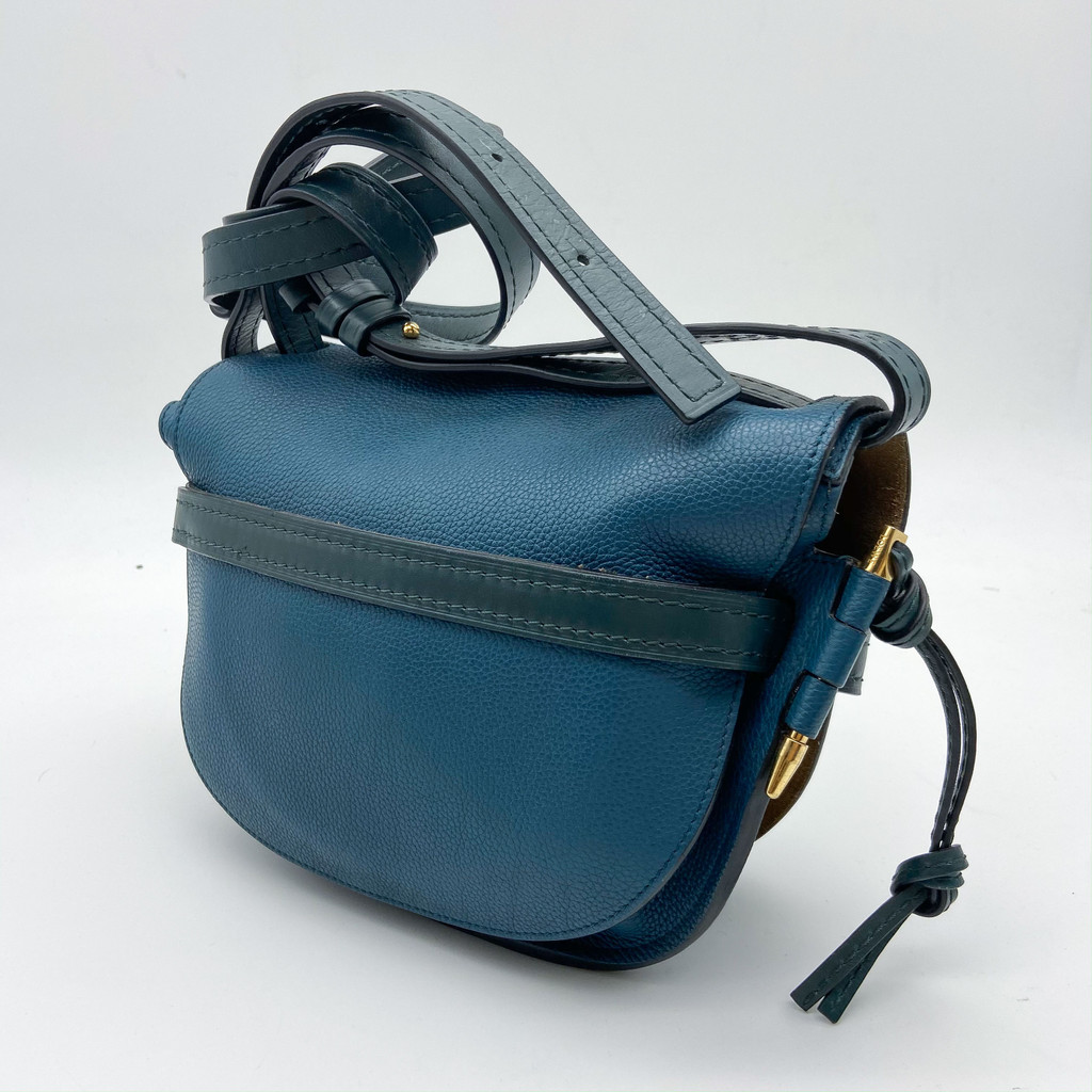 [98 ใหม่] Loewe Loewe Saddle Bag Dark Green Cowhide Crossbody Bag Female Bag