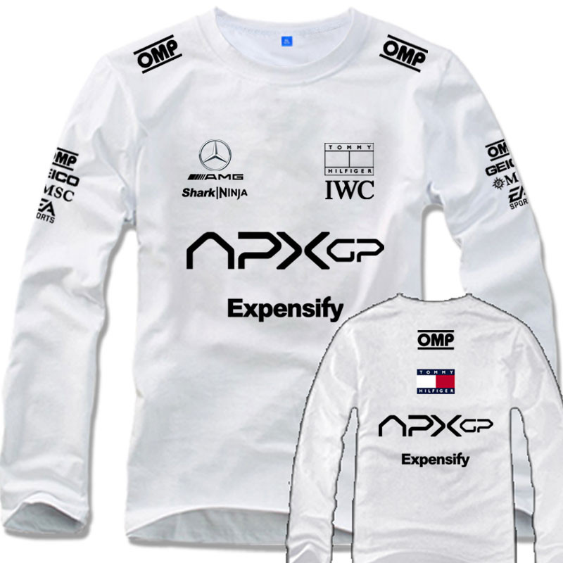 ชุดทีม Racing F1 APXGP สำหรับคนรักรถยนต์ เสื้อยืดแขนยาวแบบกำหนดเอง