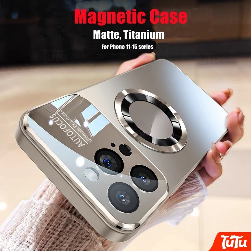 TuTu Magnetic Hard CaseสําหรับiPhone iPhone 17 Air 15 PRO MAX 14 PRO MAX 13 12 11 16 PRO MAX 15 Plus Anti DROPพร้อมเลนส์กล้องป้องกันไร้สายชาร์จMatteกันกระแทกปลอก