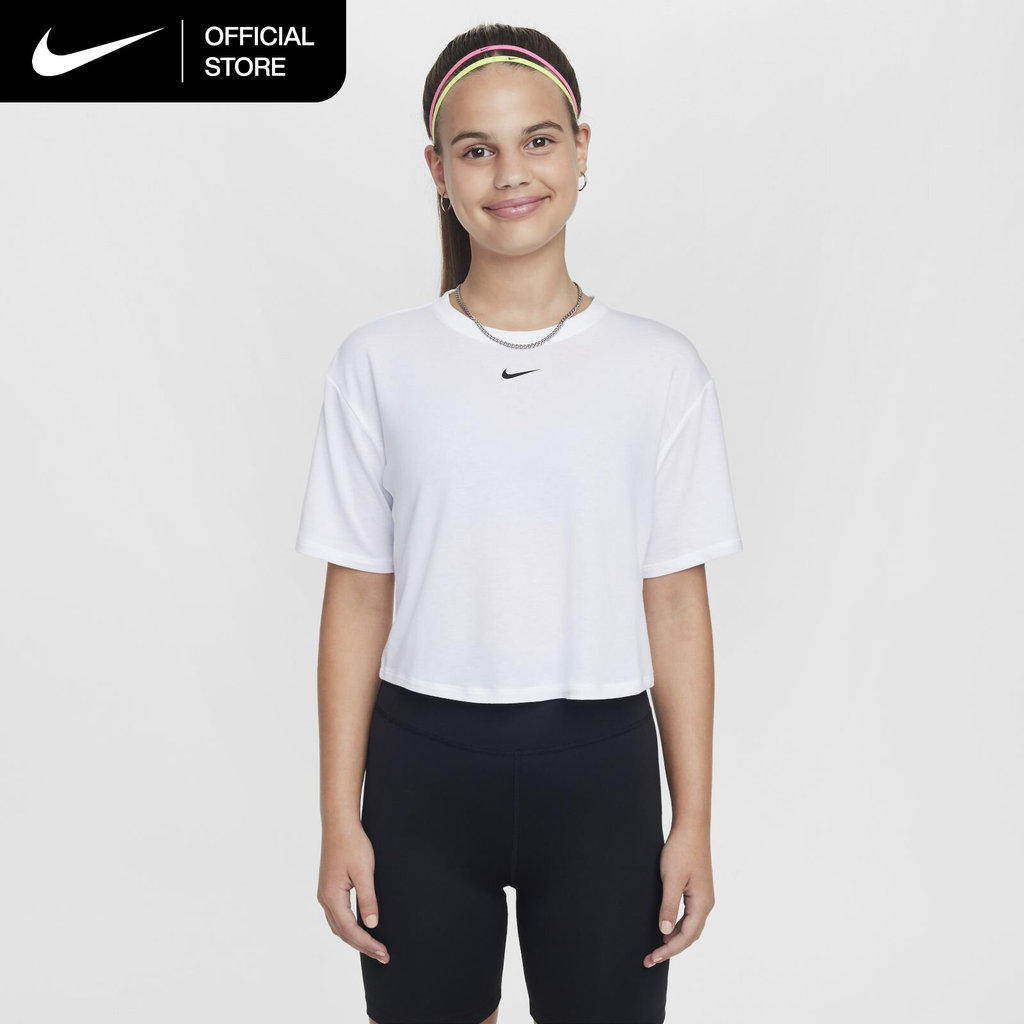 Nike Dri-FIT Older Kids' (Girls') Short-Sleeve Top - White [FZ5602-100]