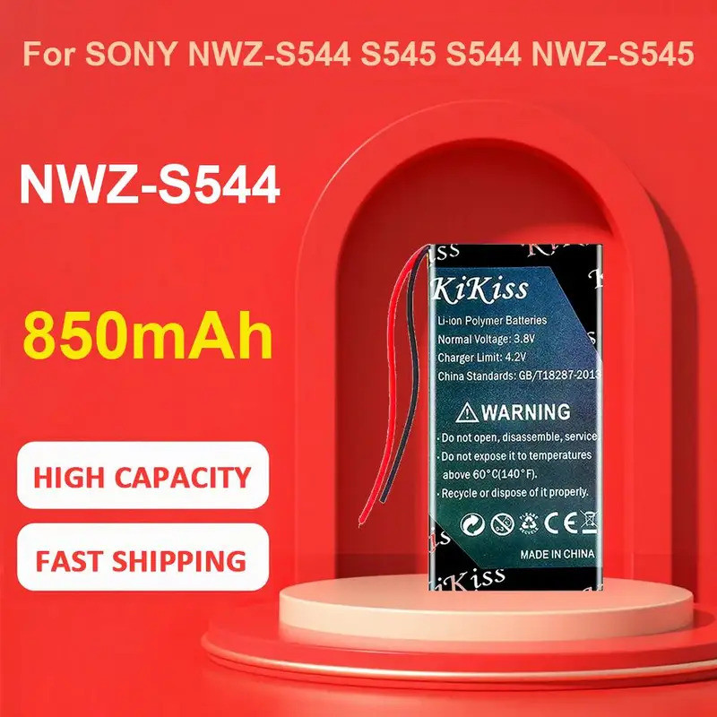 แบตเตอรี่ KiKiss สําหรับ SONY NWZ-S544 S545 S544 NWZ-S545,NWZ-S544,850mAh