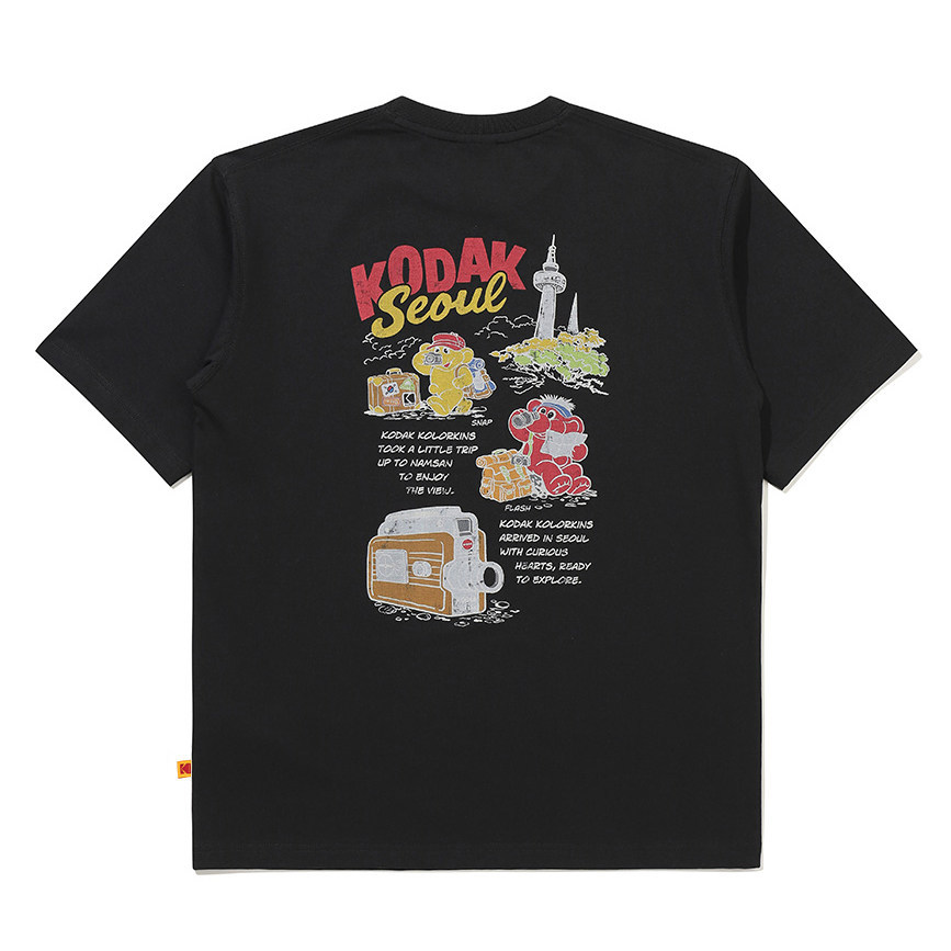 ผู้ชายผู้หญิงสไตล์เดียวกันรอบคอสไตล์ใหม่ KODAK แฟชั่น All-Match Top