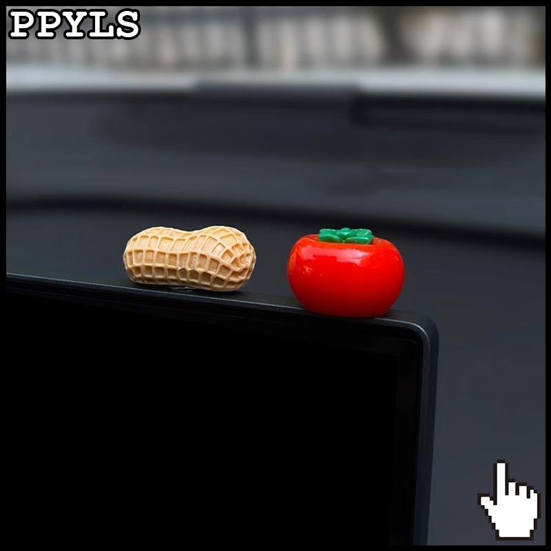 PPYLS สิ่งที่ดีเกิดขึ้นเครื่องประดับรถยนต์คอนโซลกลางการ์ตูนลูกพลับถั่วลิสงรถจอแสดงผลหน้าจอตกแต่ง เทียร์ ใหม่