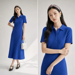 Lorra เดรสโปโลคอปก แขนสั้น ผ้ายืด ทรงตรง พลัสไซซ์ สาวอวบ M-3XL
