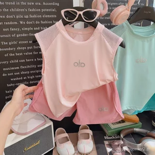 ชุดเสื้อกล้ามและกางเกงขาสั้นสําหรับเด็ก Ice Mesh, ชุดแอคทีฟที่แห้งเร็วสําหรับเด็กชายและเด็กหญิง, ชุดฤดูร้อนระบายอากาศได้