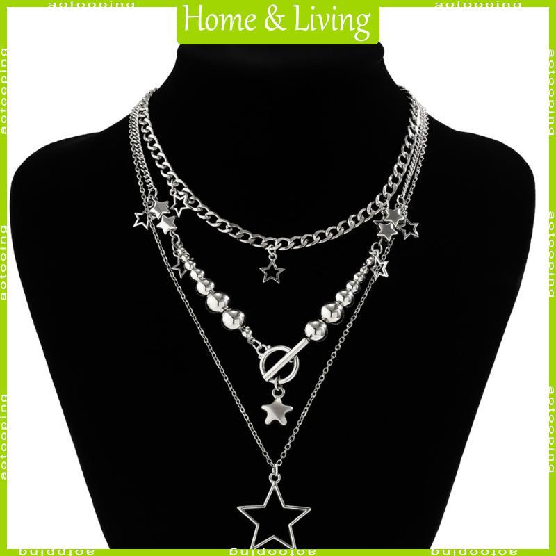 AOTOO 3x Hip Hop Star Fringe สร้อยคอที่ไม่ซ้ํากันจับตา Y2K OT สร้อยคอหัวเข็มขัด