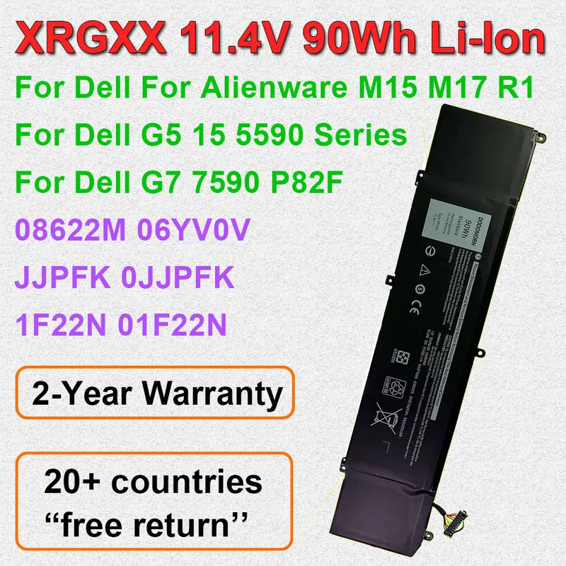 สําหรับ Dell G5 15 5590 G7 7590 สําหรับ Alienware M15 M17 Series แบตเตอรี่แล็ปท็อป 1F22N XRGXX ใช้งา