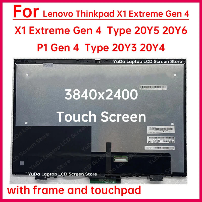 16 "หน้าจอสัมผัสสําหรับ Lenovo ThinkPad X1 Extreme Gen 4 20Y5 20Y6 P1 Gen 4 20Y3 20Y4 จอแสดงผล LCD D