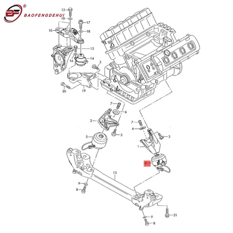 มอเตอร์ 8/12 กระบอก V/W เครื่องยนต์ Sensor Line Mounts สําหรับ Audi 4.0 4.2 3.0 3.2 6 A8/A8Q 4E01993
