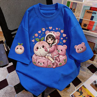 TEE·SHOP🍀 เสื้อยืด 'Kawaii Pink Bear Peach' สไตล์เกาหลี เท่ห์มาก ใส่ได้ทั้งชายหญิง ผ้านุ่มสบายตัวทั้งวัน รองรับ COD 📦