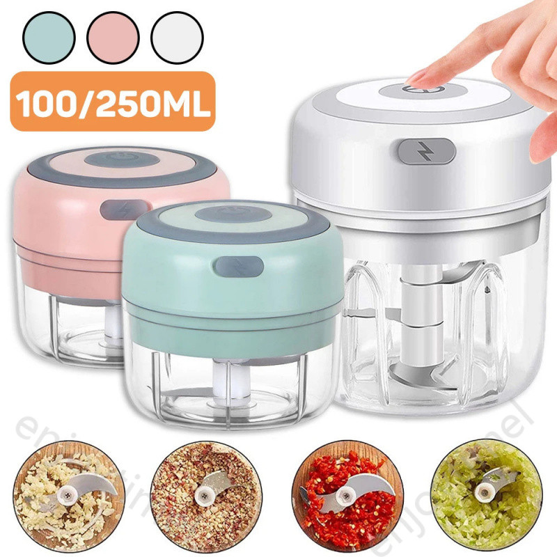 100/250mL มินิไฟฟ้ากระเทียม Chopper ชาร์จ USB Ginger Masher เครื่องทนทานทนทานพริกผัก Crusher เครื่องมือห้องครัว