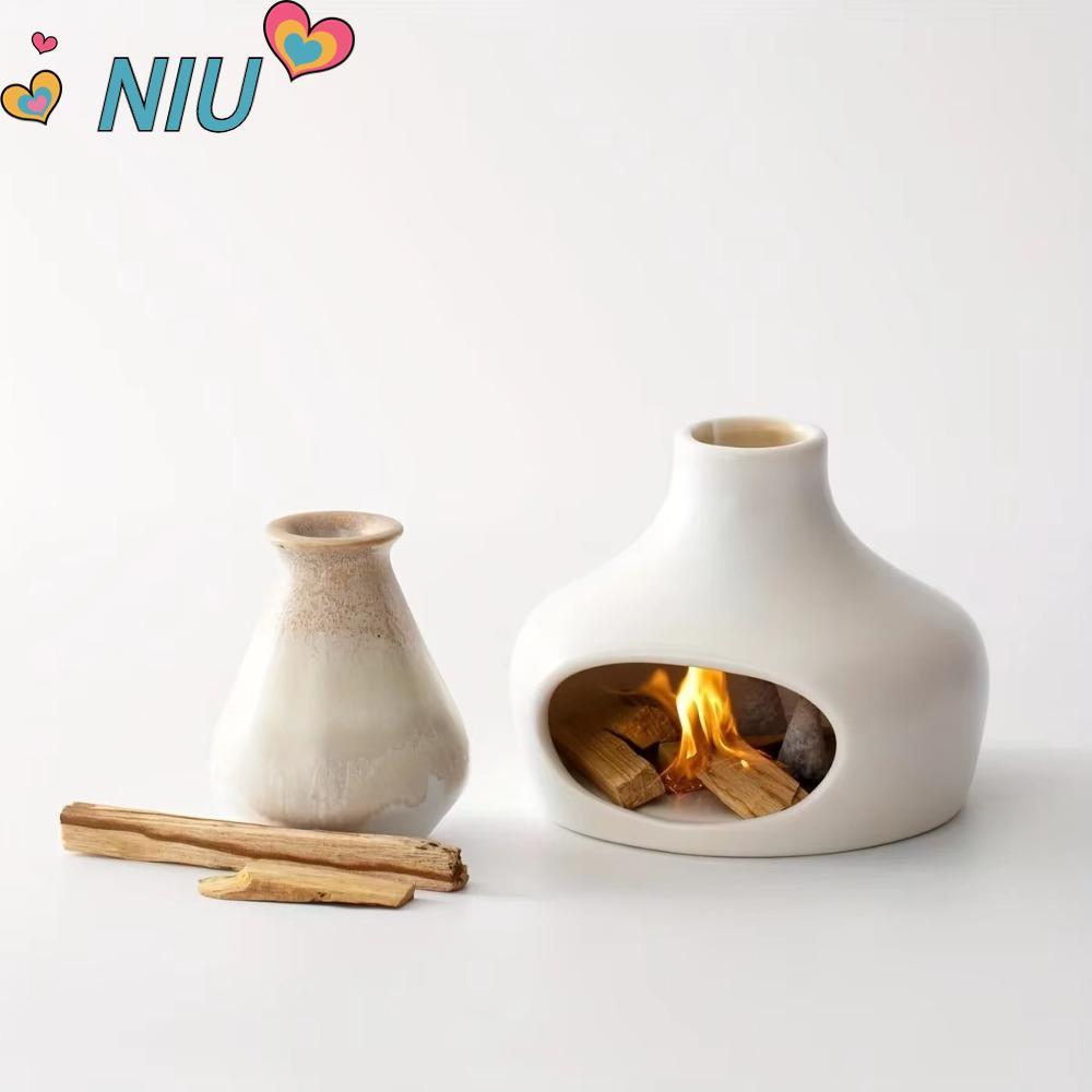 NIUYOUJS Sage Burner, เซรามิคกับ Chimney เซรามิค Palo Santo Burner, Elegant Handmade ตกแต่งธูป Burner ตกแต่งบ้าน
