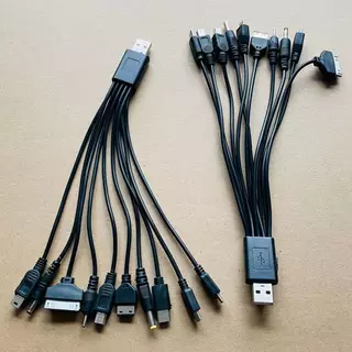 Blossomh Multi Pin Cable Charger USB Adapter Cable Data Wire Cord 10 in 1 มัลติฟังก์ชั่น USB Data Transfer Cable Universal ใหม่