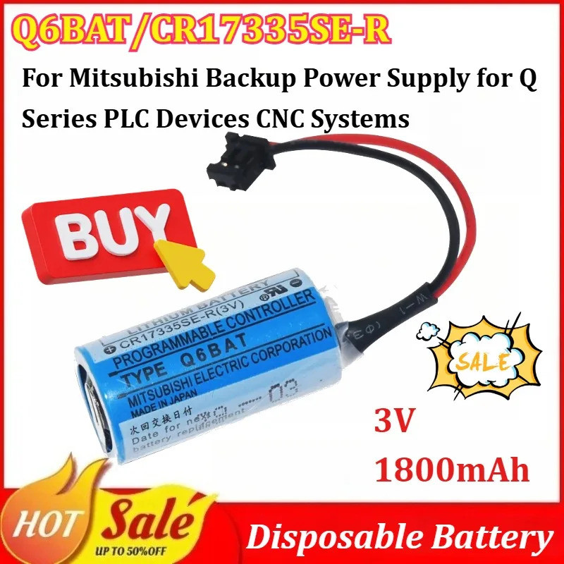 ใหม่ Q6BAT/CR17335SE-R 3V 1800mAh แบตเตอรี่แบบใช้แล้วทิ้งสําหรับแหล่งจ่ายไฟสํารอง Mitsubishi สําหรับ