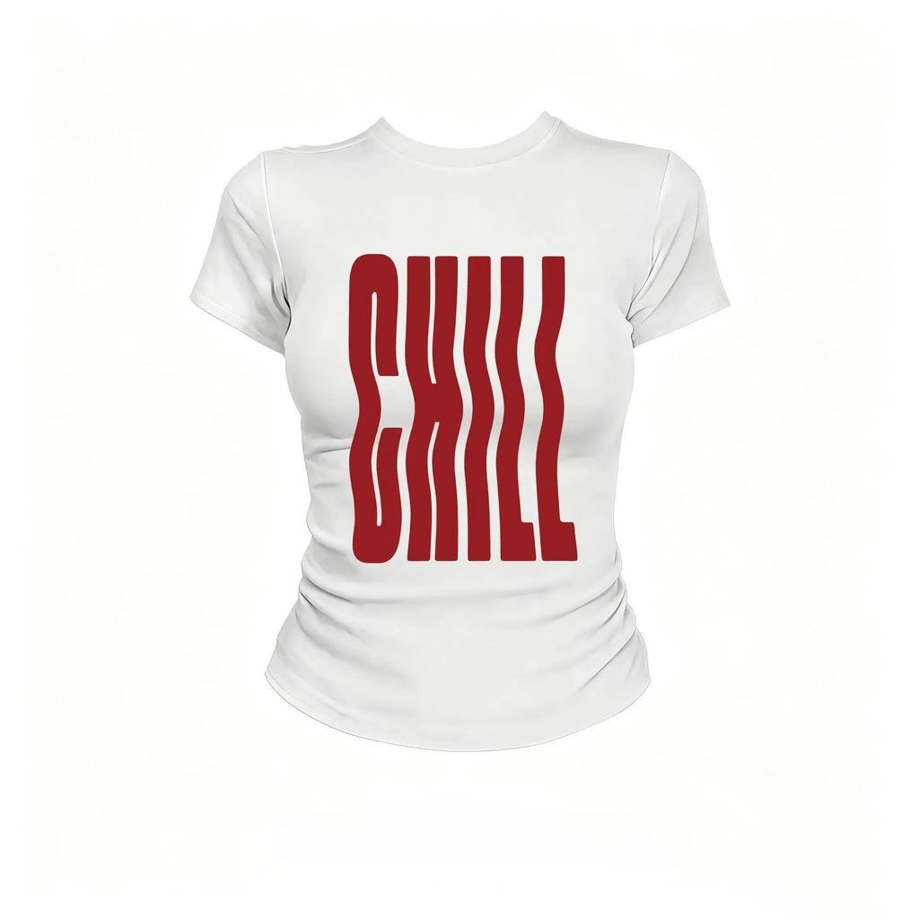 เสื้อยืดทรงเข้ารูป มีหลายไซส์ให้เลือก ลายแมว สไตล์เกาหลี