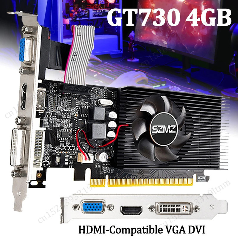 GT730 4GB DDR3 การ์ด GT 730 กราฟิกการ์ด HD VGA DVI พอร์ต PCI-E2.0 16X คอมพิวเตอร์กราฟิกการ์ดปิดเสียง