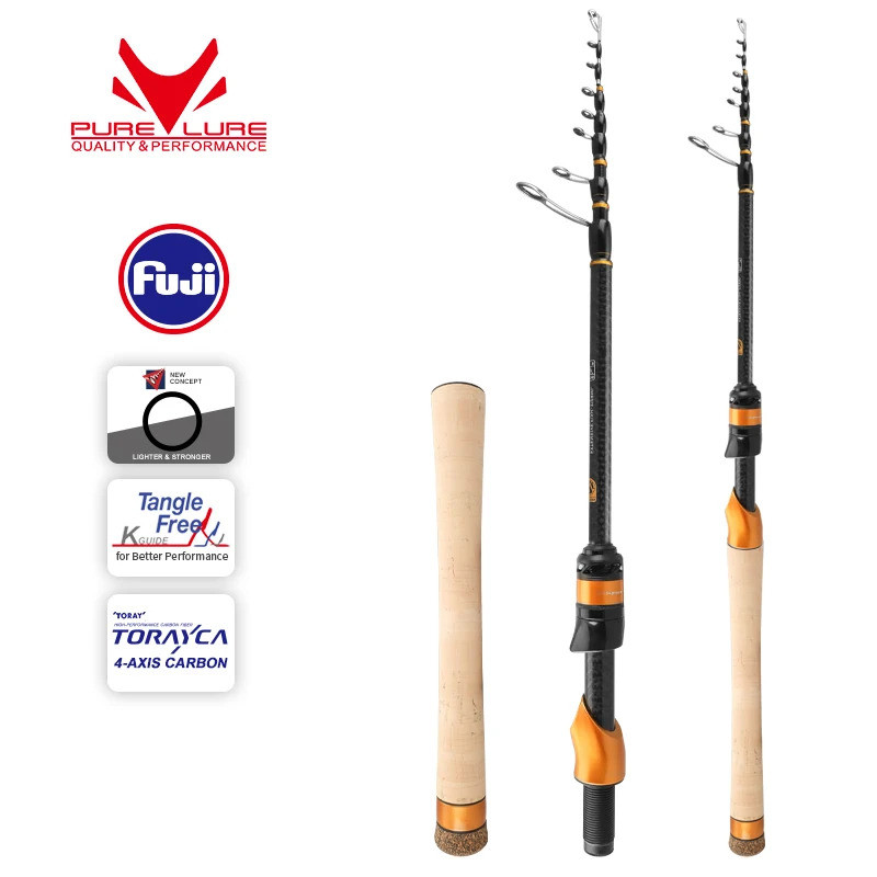 PURELURE ใหม่ Telescopic Rod 1.86m 2.10m ML Power BFS 7ft Travel Rod Trout Spinning Casting Solid Ti