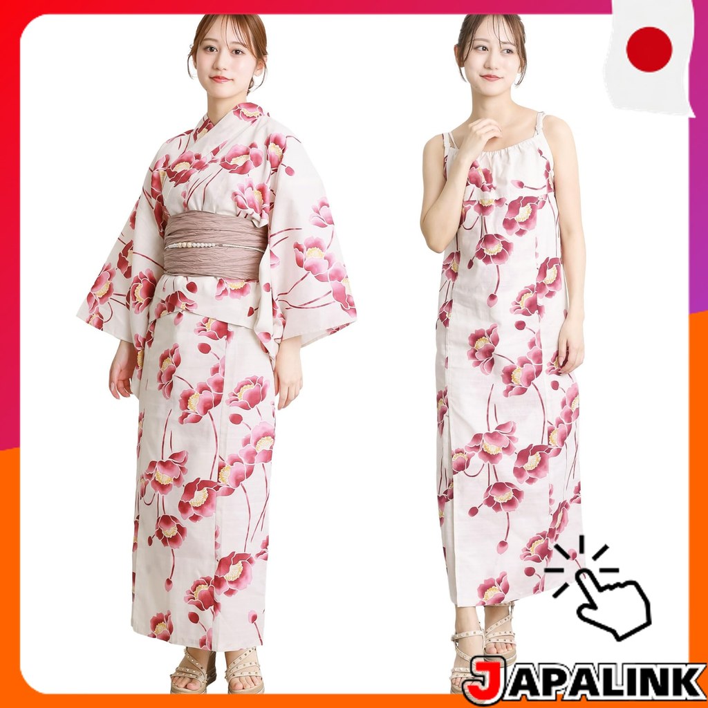 ON NISHIKI ชุดยูกาตะผู้หญิง 3 ชิ้น (เสื้อ+กระโปรง+โอบิ) คอตตอน ลายเรโทร สวมง่าย สไตล์ญี่ปุ่น