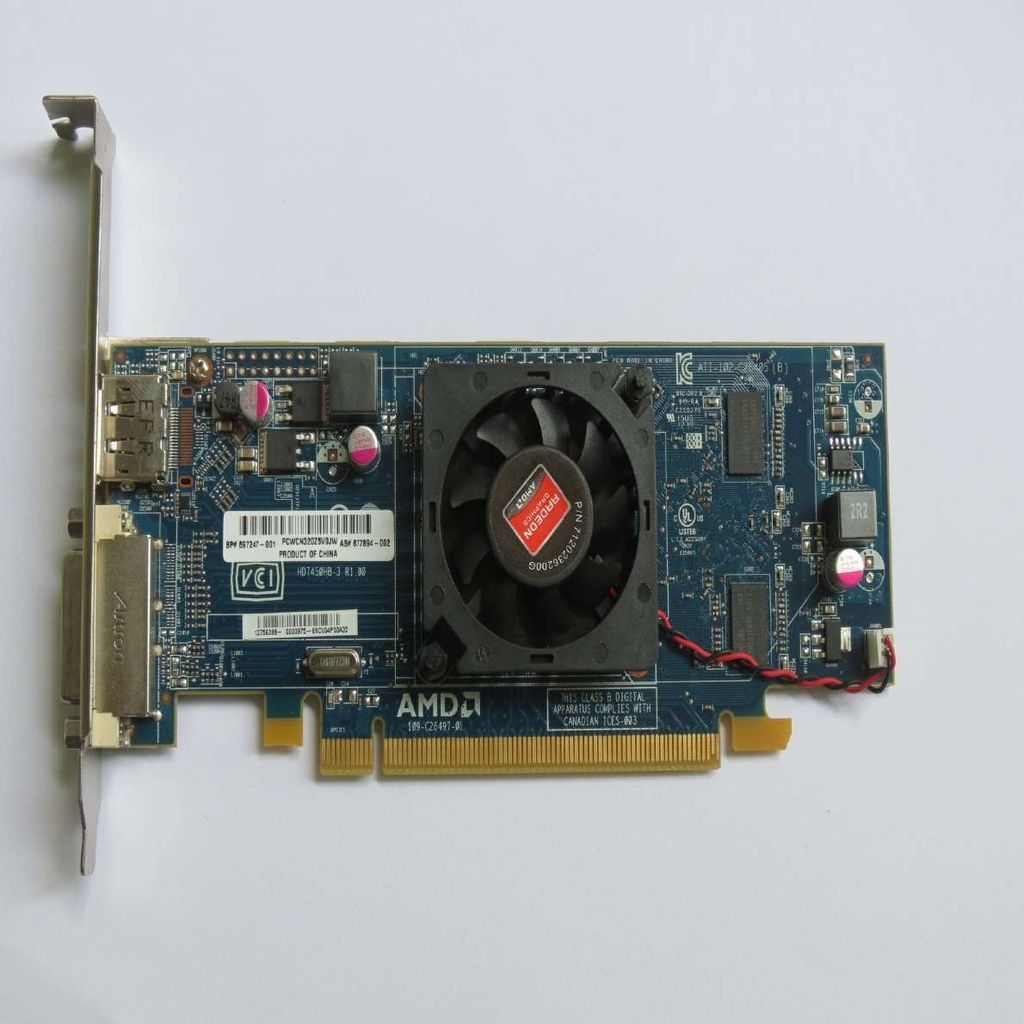 AMD Original HD7450/6450 กราฟิกการ์ดอิสระอินเทอร์เฟซ DPDVI หน้าจอคู่อะแดปเตอร์ VGA ฟรี