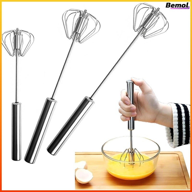Bemol เครื่องตีไข่ ตะกร้อตีไข่ ที่ตีไข่เเเตนเลส ที่ตีฟองนมกึ่งอัตโนมัติแบบมือกด อุปกรณ์ผสมอาหาร เครื่องตีแป้ง