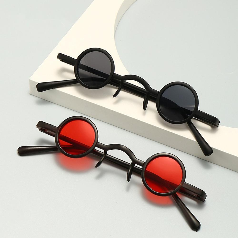 1PC Vintage Tiny รอบไม่มีแว่นตากันแดด Unisex หลายสี Tinted เลนส์ UV Protection Retro Streetwear Club Party Photo แฟชั่นแว่นตากันแดด