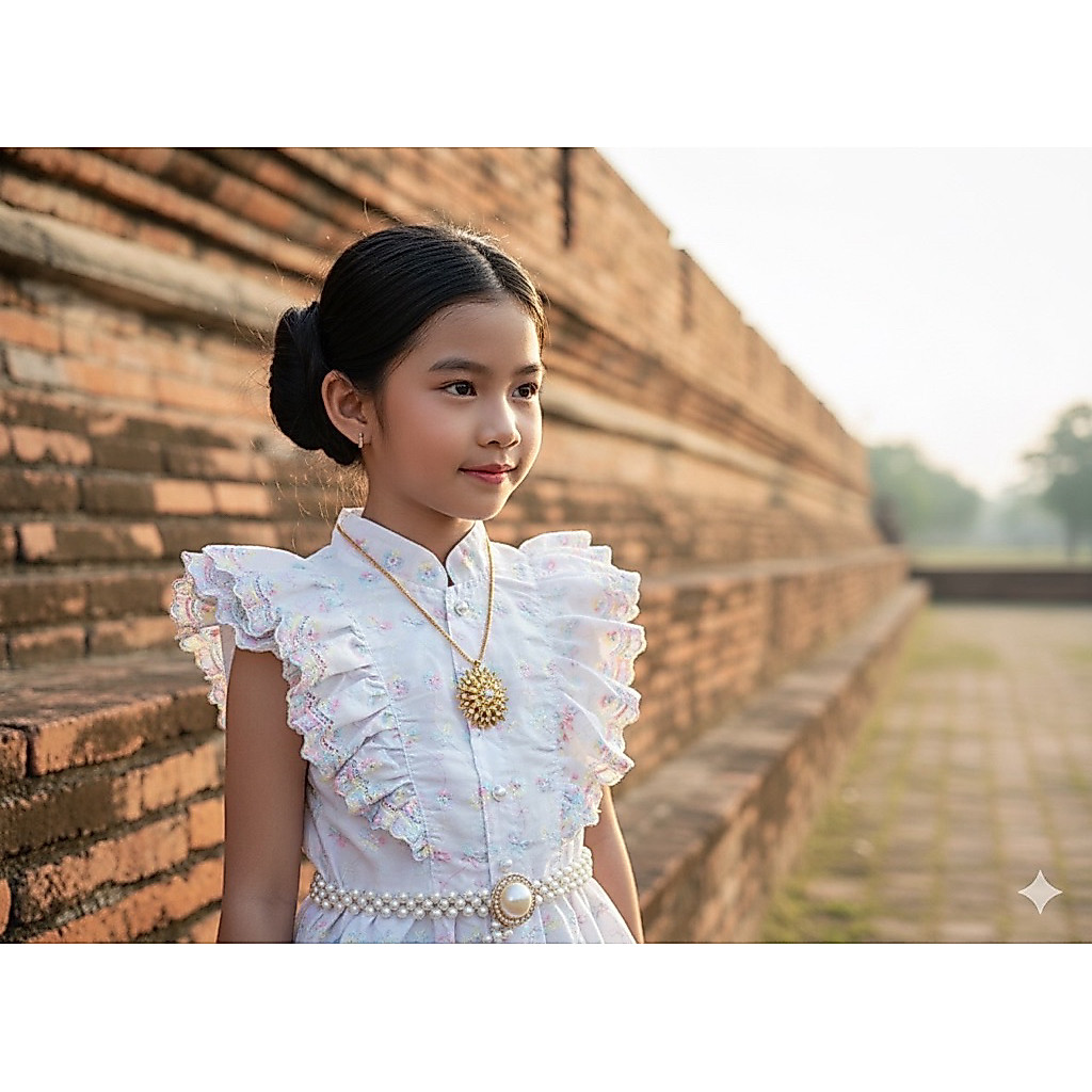 (H)เสื้อระบายปักรุ้งA ใส่เทศกาลต่างๆ งานบุญ