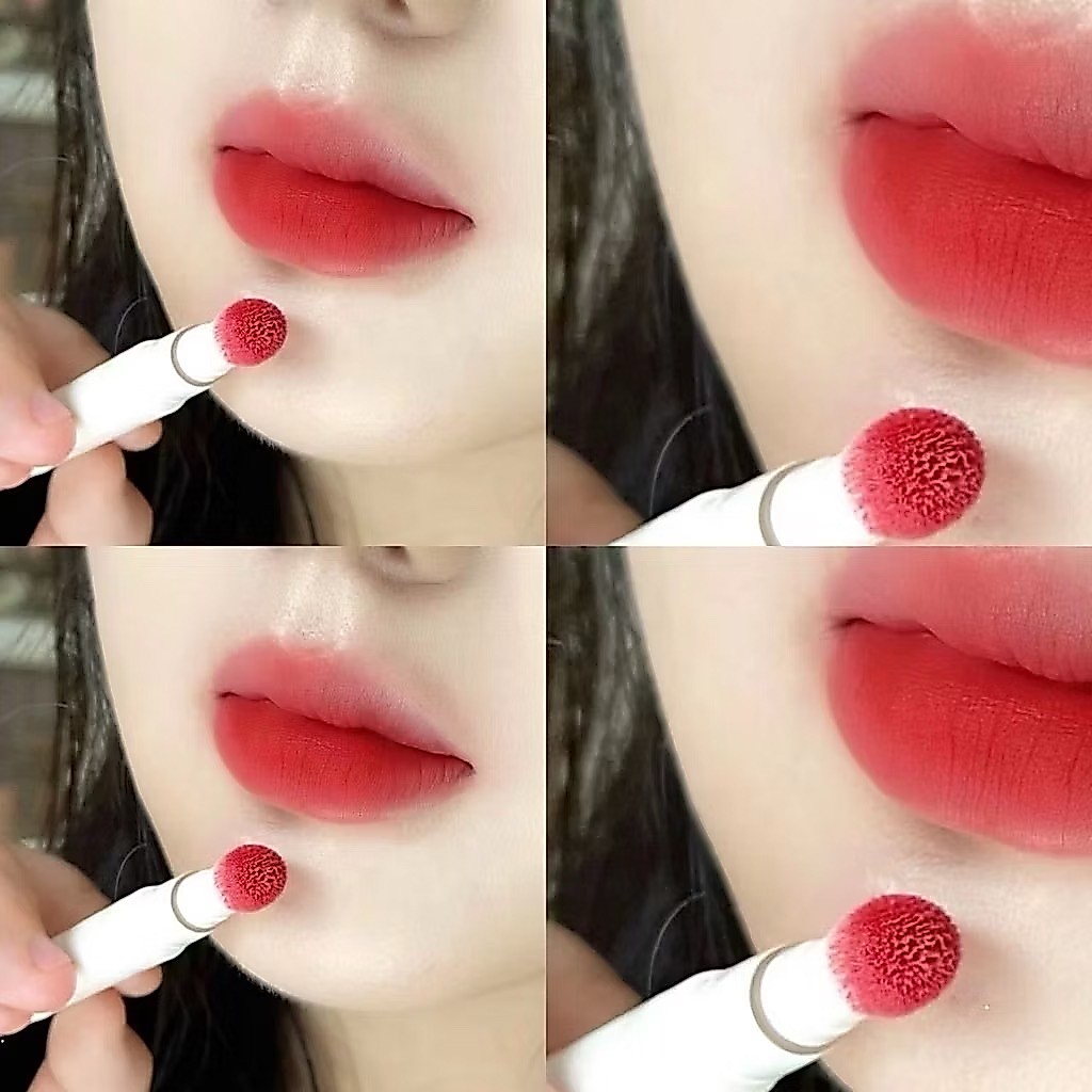 N478 HERORANGE ลิปกลอส เนื้อแมท กำมะหยี่ สีสวย เกลี่ยง่าย หัวฟองน้ำ กันน้ำ ติดทนนาน