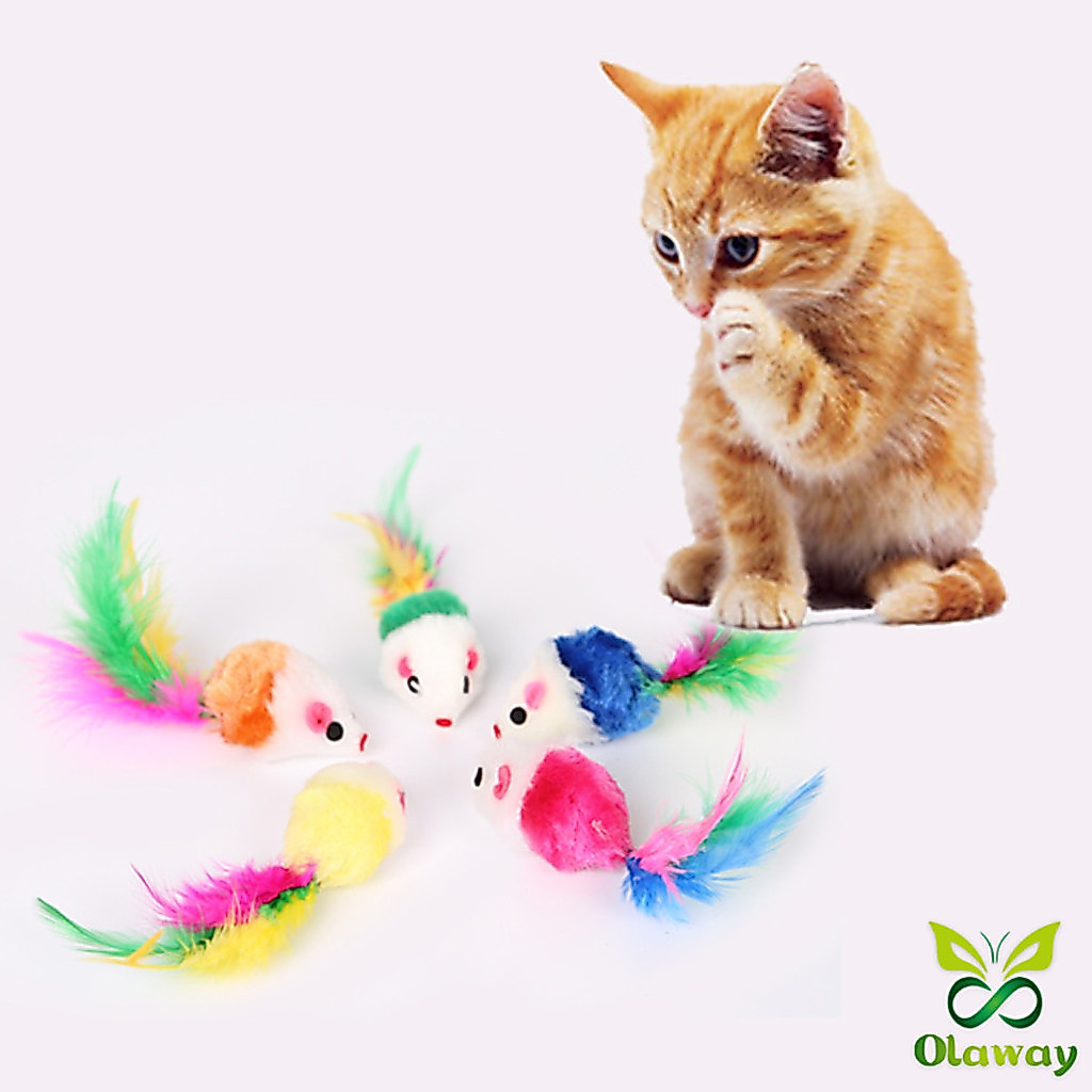 Olaway หนูจิ๋วของเล่นน้องแมว คละสี อุปกรณ์เสริมสำหรับสัตว์เลี้ยง Cat toy
