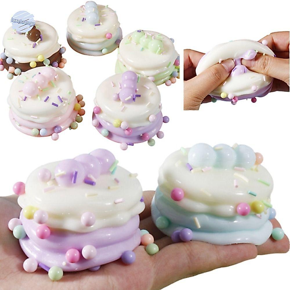 LUXELUNGE Soufflé ของเล่นบีบ Squishy จําลองเค้ก นุ่มมือคลายเครียด Fidget ของเล่นโต๊ะ Kawaii