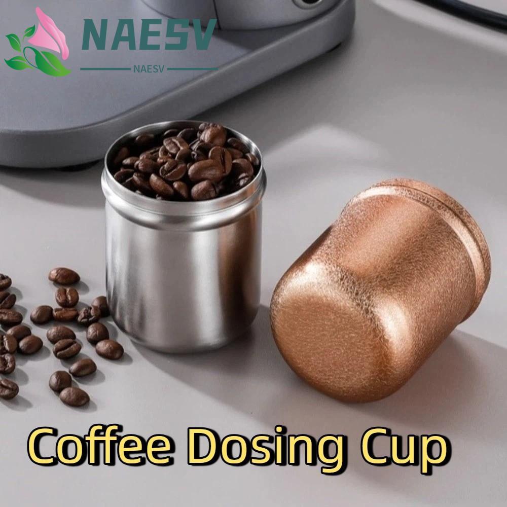 NAESV Espresso Dosing Cup, 304 สแตนเลส Non-Stick Coffee Dosing Cup, เครื่องบดผงถ้วยอาหาร-เกรดสวมใส่ Leak-proof Powder ถ้วยกาแฟทํา