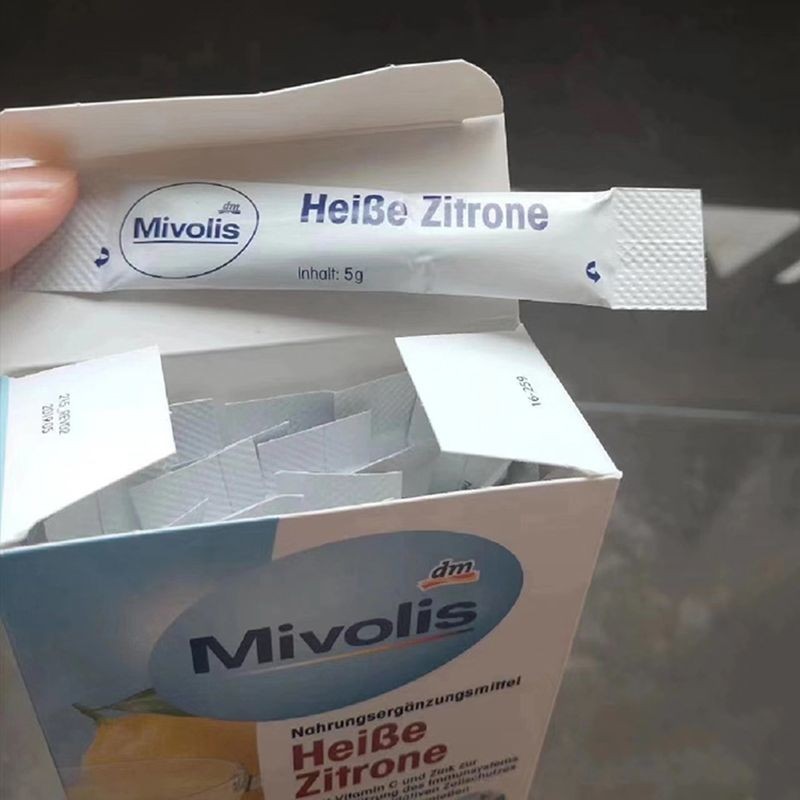 เยอรมัน Mivolis ร้อนเปรี้ยวมะนาวชามะนาวผง VC เครื่องดื่มตัวแทนเปรี้ยวหวานวิตามินซีสังกะสี DM20 บาร์ป