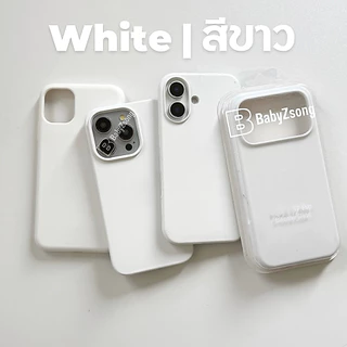 baby-Case Silicone เคสสีWhite สีขาวกำมะยี่โลโก้ สำหรับรุ่นiPhone11-17 17Air 17Pro 17ProMax