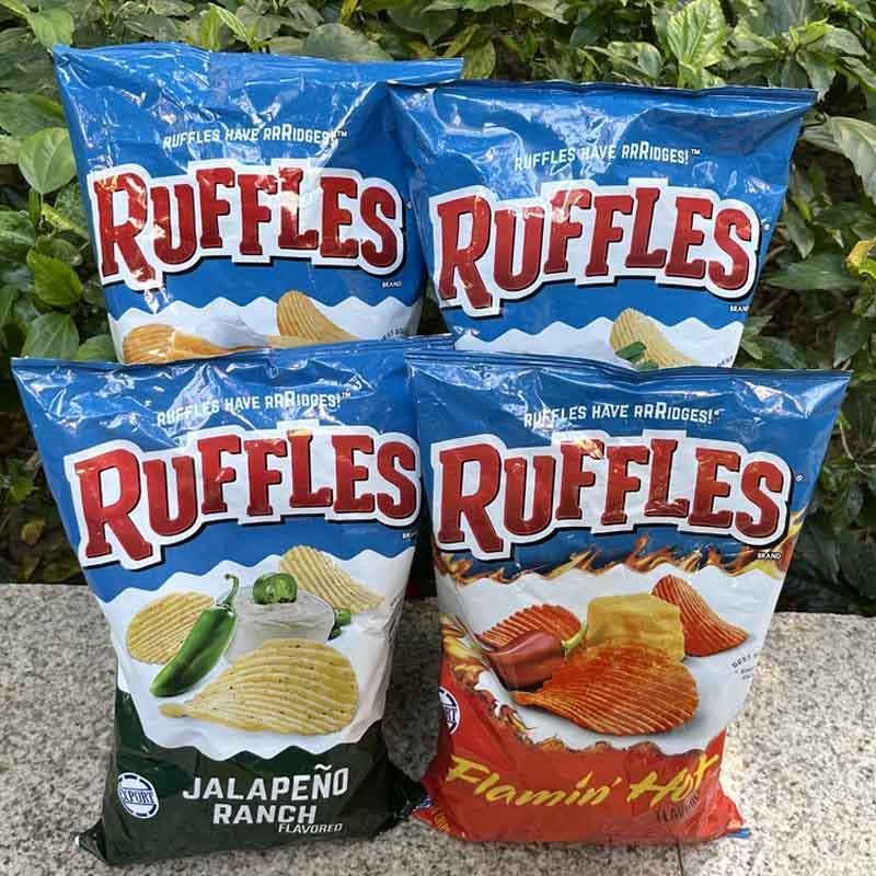 อเมริกันต้นฉบับนําเข้ามันฝรั่งทอดขนมขบเคี้ยวขนมขบเคี้ยว Rufsi ร้อน Wave-Shaped Potato Chips Jalapeno