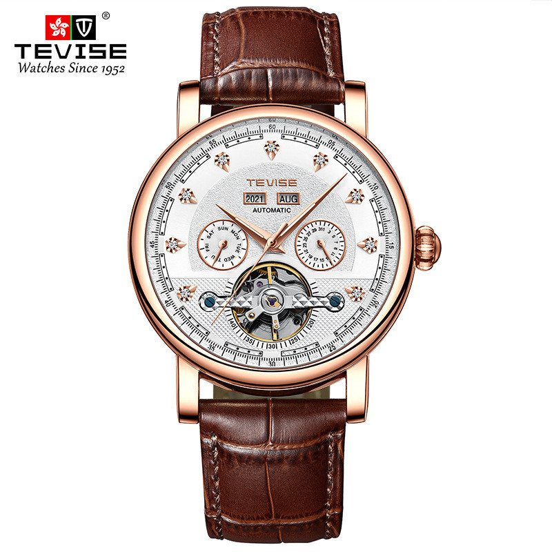 TEVISE Live Function Mechanical Watch นาฬิกากลไกอัตโนมัติธุรกิจชายนาฬิกาผู้ชายสามารถ